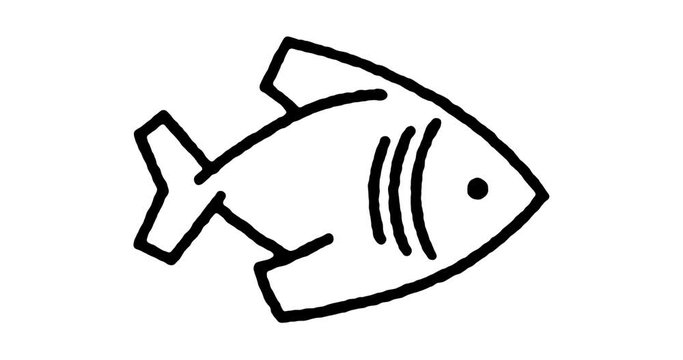 Hand drawn sketch icon animation for fishery industry to use as video design element. Minimalistic symbol made for motion graphic, can be used as loop item, has alpha channel.