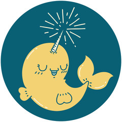 icon of tattoo style happy narwhal © lineartestpilot