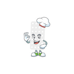 Pills cartoon design style proudly wearing white chef hat