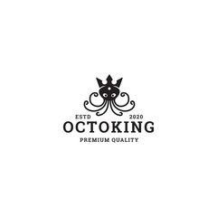 Octopus king logo design template