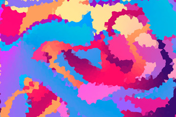 Colorful digital art, illustration, circles, multi-coloured, hypnotising, pink, green, purple, orange, blue, purple. 
