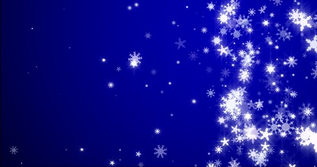 Christmas background with snowflakes - falling snow on a blue background 3D rendering 3D illustration