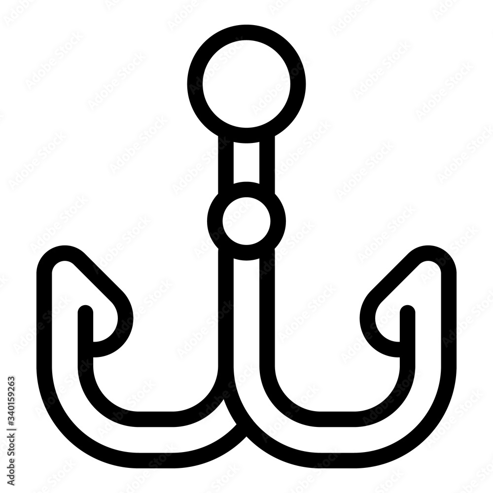 Poster double hook icon. outline double hook vector icon for web design isolated on white background