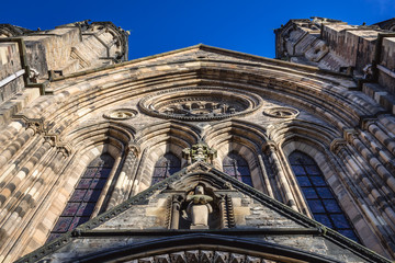 Fototapeta na wymiar Details of front facade of St Mary Cathedral in Edinburgh city, Scotland, UK