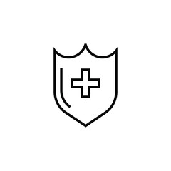 medical shield icon vector outline design isolated on white background