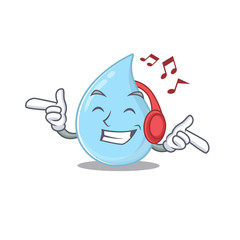 raindrop Cartoon in design concept listening music
