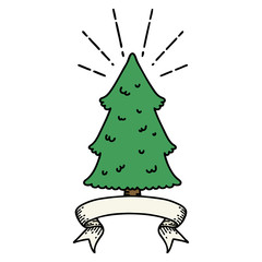 banner with tattoo style pine tree