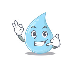Cartoon design of raindrop with call me funny gesture