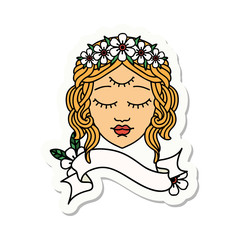 tattoo sticker with banner of female face with third eye