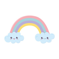 kawaii rainbow clouds cute cartoon isolated icon