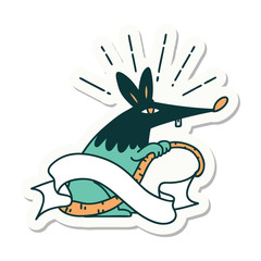 sticker of tattoo style sneaky rat