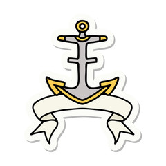 tattoo sticker with banner of an anchor