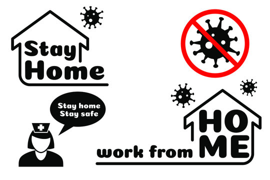 Stay home stay safe label sticker. Covid-19 pandemic location pin. The Coronavirus is affecting many countries and territories around the world