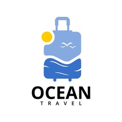 ocean travel bag logo vector for travel tour company