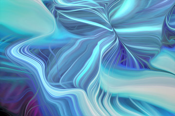 Colorful unique space themed digital art, illustration, hypnotising. Blue wallpaper, background. 