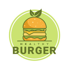 Healthy burger logo template, Suitable for restaurant and cafe logo