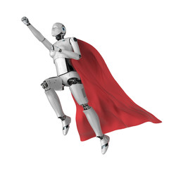 heroine cyborg with red cloak