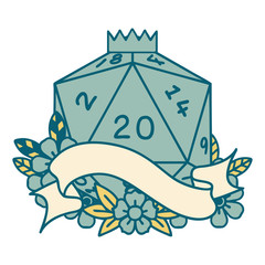 natural twenty D20 dice roll illustration