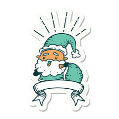 sticker of tattoo style santa claus christmas character with sack