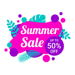 Summer sale banner template vector illustration. Summer abstract background. Promo badge for seasonal design.