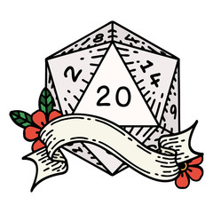 natural twenty D20 dice roll illustration