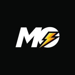 Initial Letter MO with Lightning