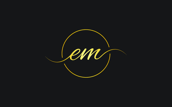 em or me and e or m Lowercase Cursive Letter Initial Logo Design, Vector Template