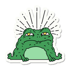 sticker of tattoo style toad character