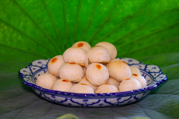 closeup of artificial thai desserts