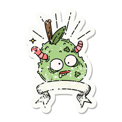 grunge sticker of tattoo style rotten pear