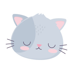 kawaii cute cat face cartoon isolated icon