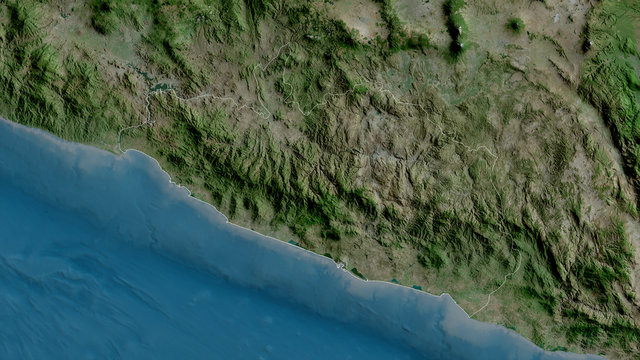 Guerrero, Mexico - outlined. Satellite