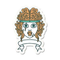 human barbarian character with banner sticker