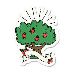 sticker of tattoo style apple tree