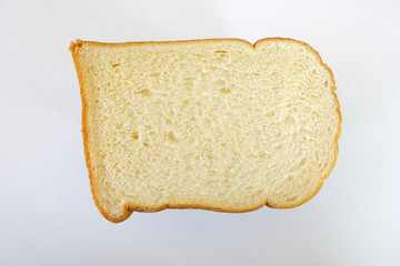 slice of bread on white background
