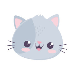 kawaii cute cat face cartoon isolated icon