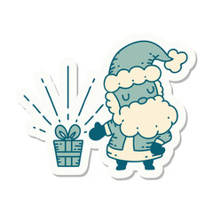 sticker of tattoo style santa claus christmas character