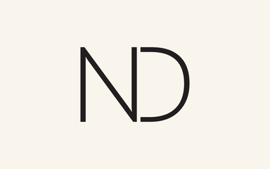 ND or DN and N, D Uppercase Letter Initial Logo Design, Vector Template