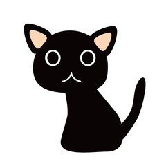 座る黒猫