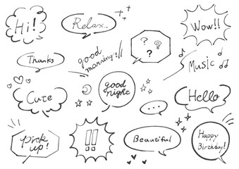 ポップテイストな手描きフキダシセット（インク）