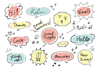 ポップテイストな手描きフキダシセット（カラフル）