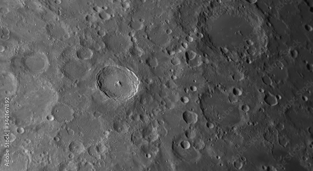 Canvas Prints close up to the tycho crater on the moon with also details into background.