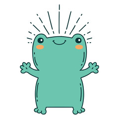 traditional tattoo style happy frog