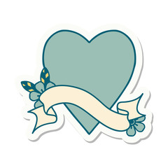 tattoo sticker with banner of a heart