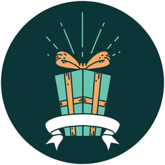 icon of tattoo style christmas present