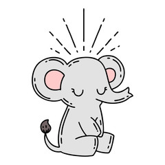 traditional tattoo style cute elephant