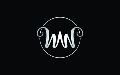 WW or W uppercase Cursive Letter Initial Logo Design, Vector Template