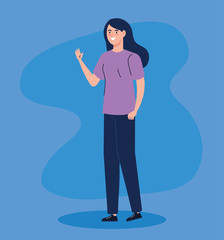 beautiful woman waving avatar character vector illustration design