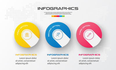 Circle chart infographic template with 3 options,Vector illustration.
