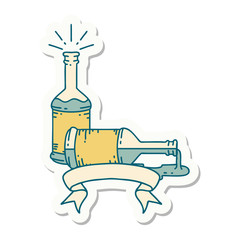 sticker of tattoo style beer bottles